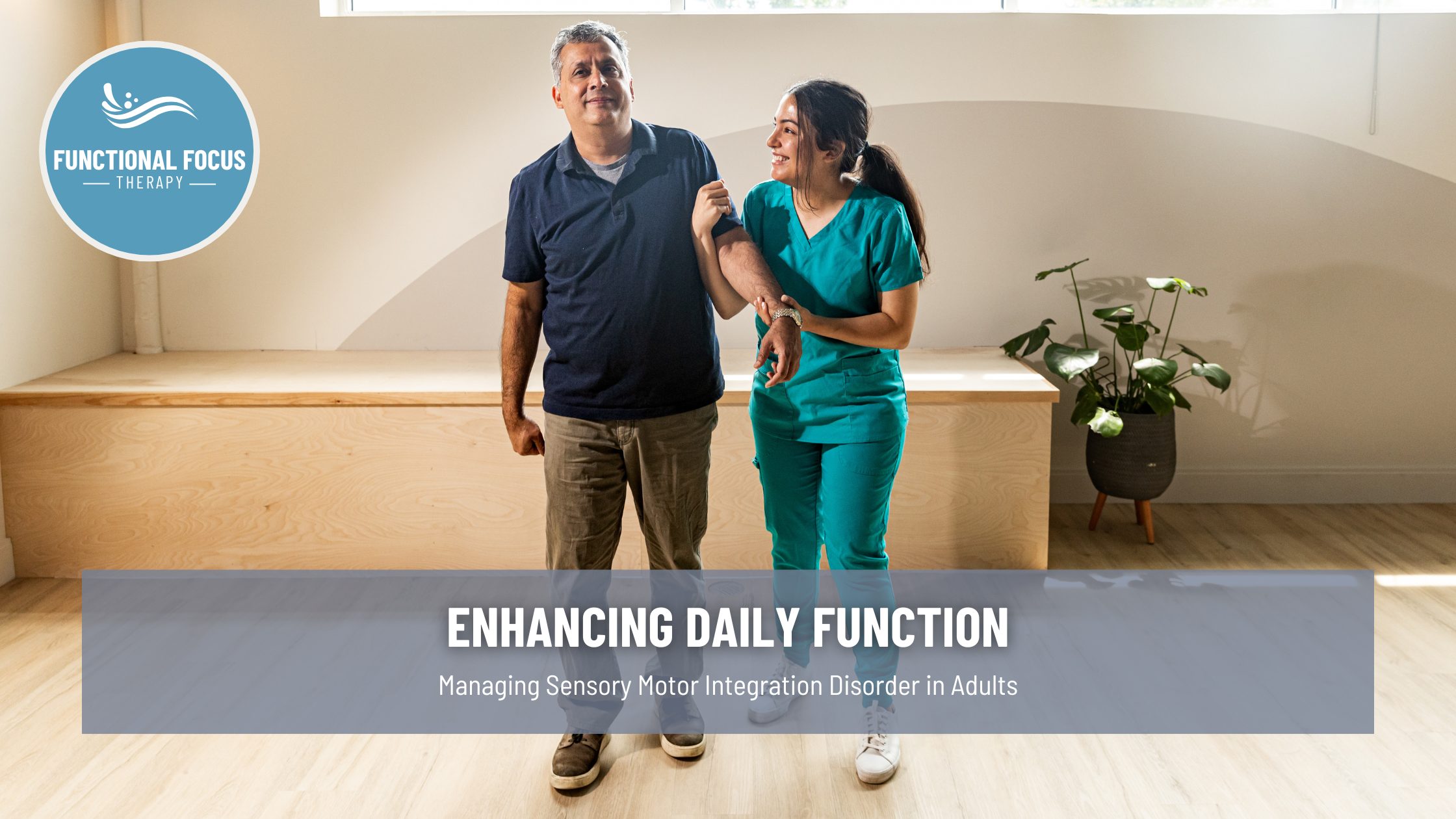 a nurse helping a man walk, experiencing sensory motor integration disorder (smid)