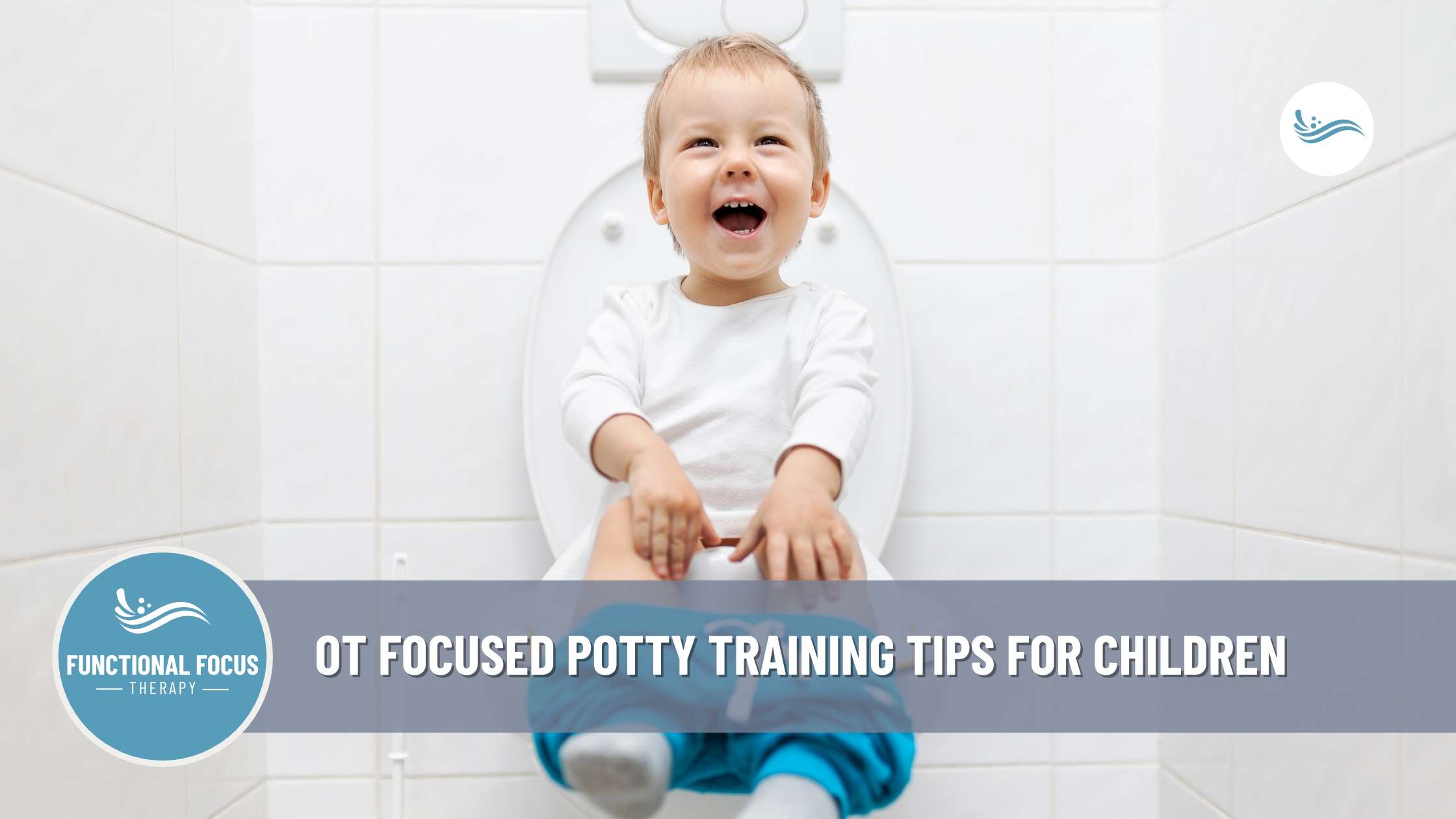 a child on the toilet smiling after potty training